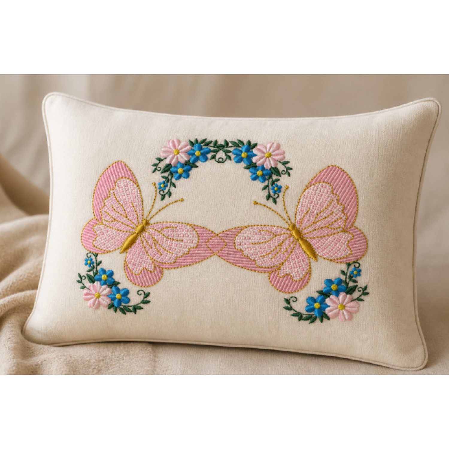 Elegant Butterfly Floral Frame Embroidery Design