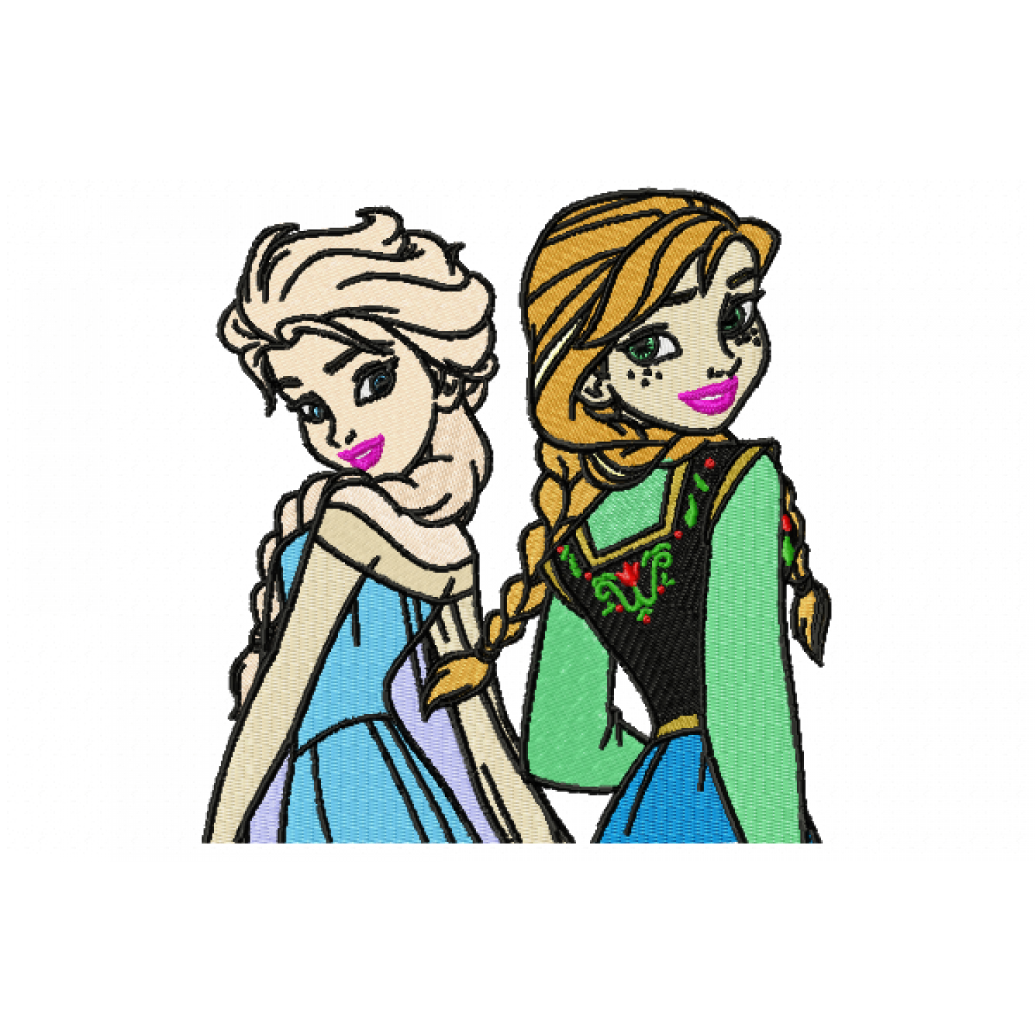 Snow Princess Sisters Embroidery Design