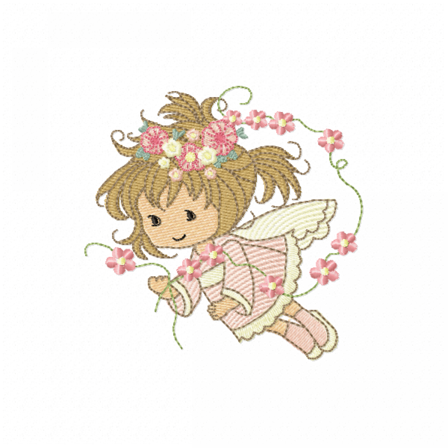 Fairy with flowers Embroidery Design