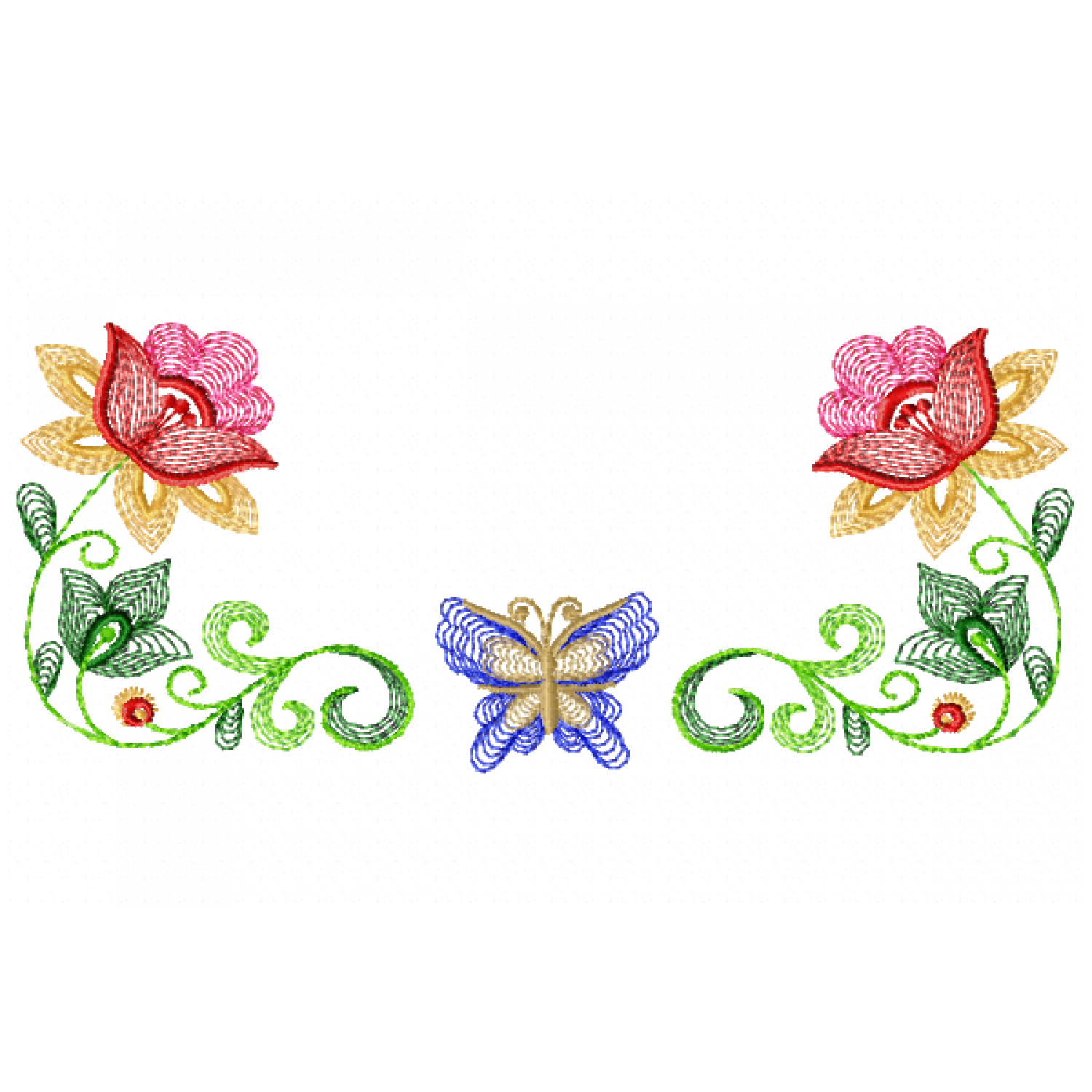 Floral Butterfly Embroidery Design