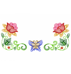 Floral Butterfly Embroidery Design