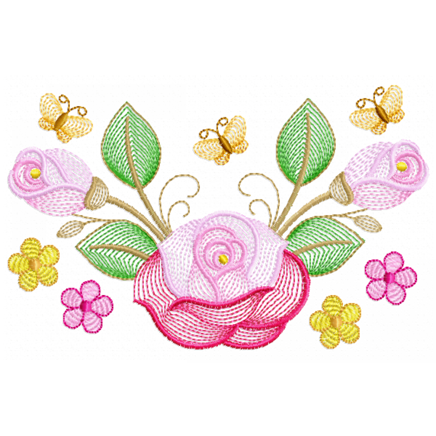 Flores butterfly Embroidery Design