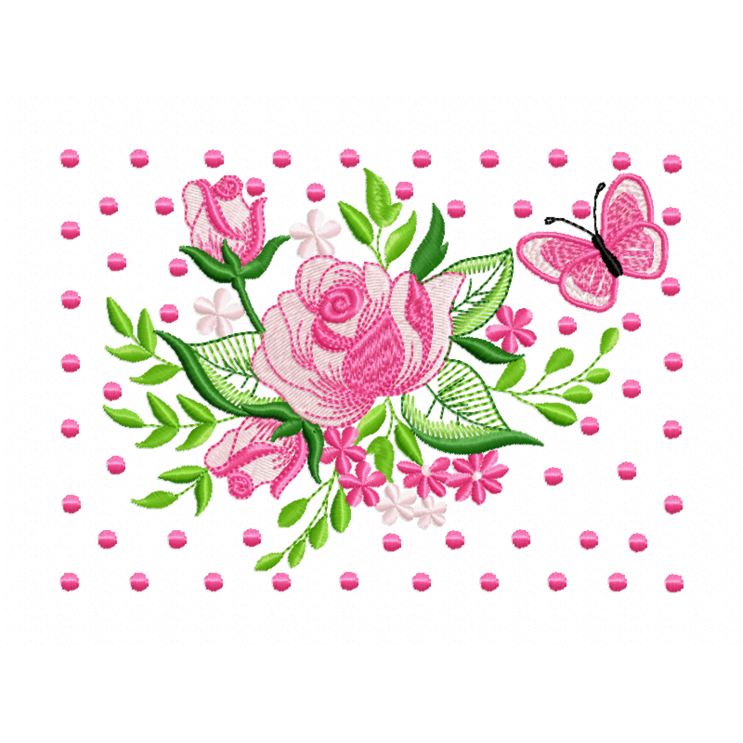 Flores butterfly Embroidery Design