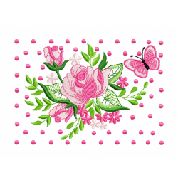 Flores butterfly Embroidery Design