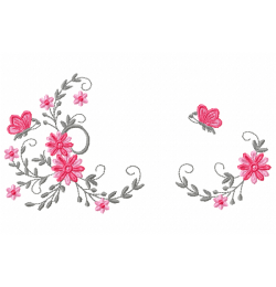 Flores butterfly Embroidery Design