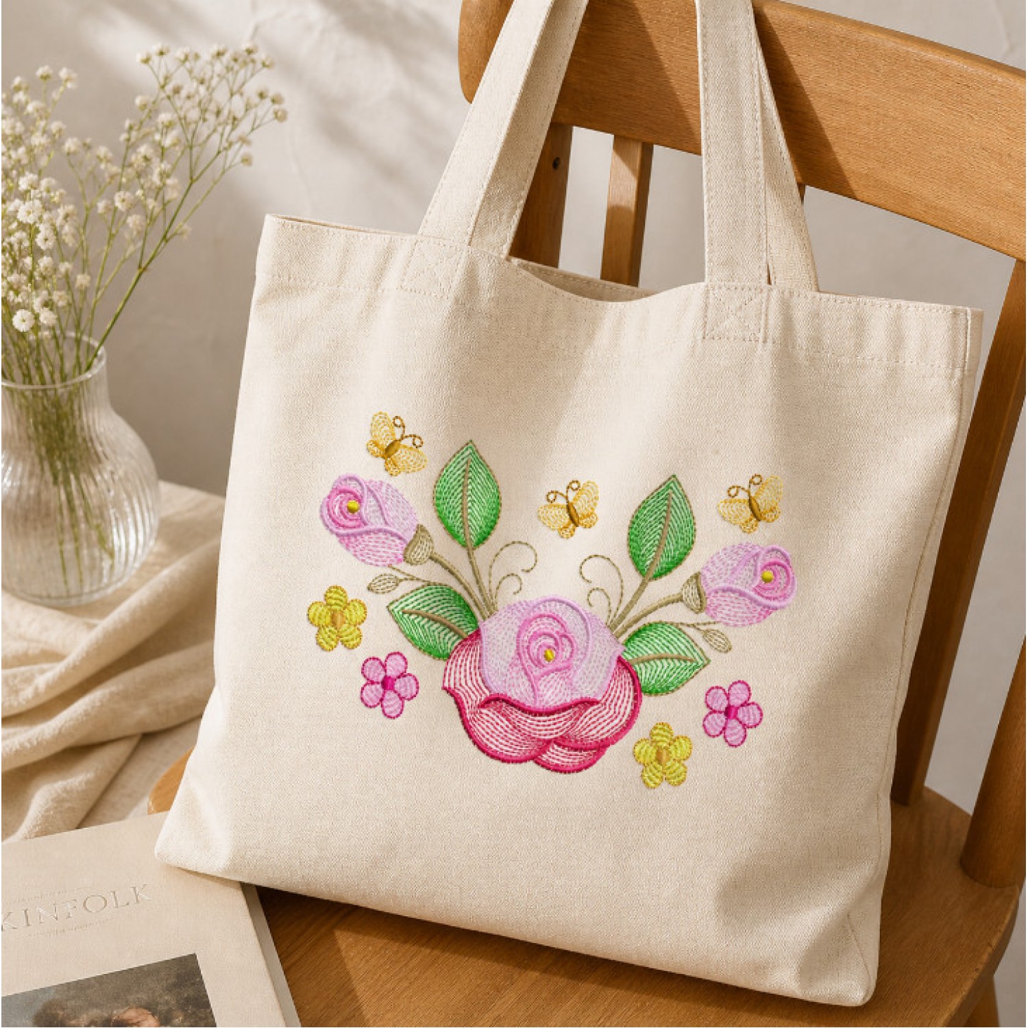 Cute Flores Butterfly Embroidery Design