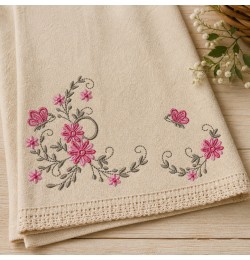 Elegant Pink Floral Butterfly Embroidery Design