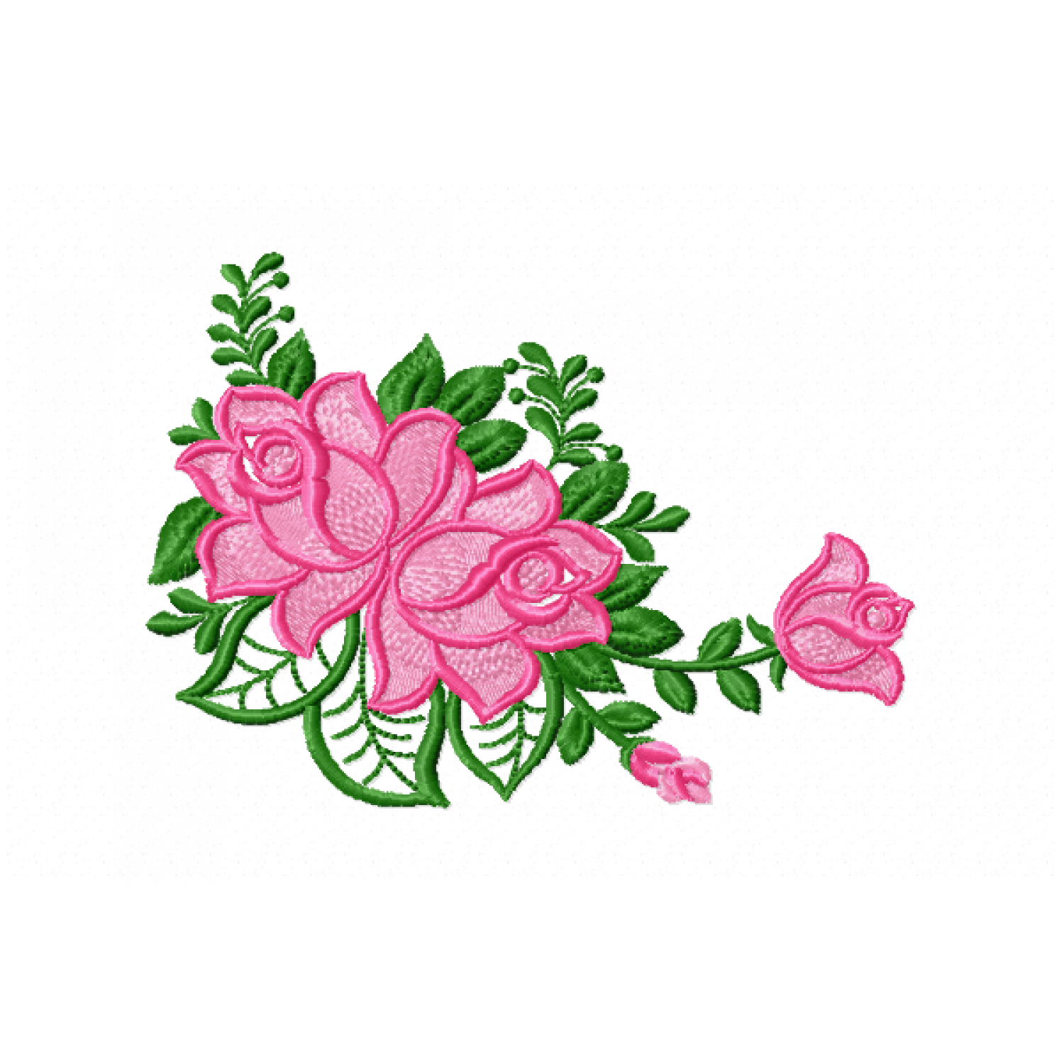 Elegant Pink Rose Bouquet Embroidery Design