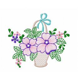 Flower basket Embroidery Design
