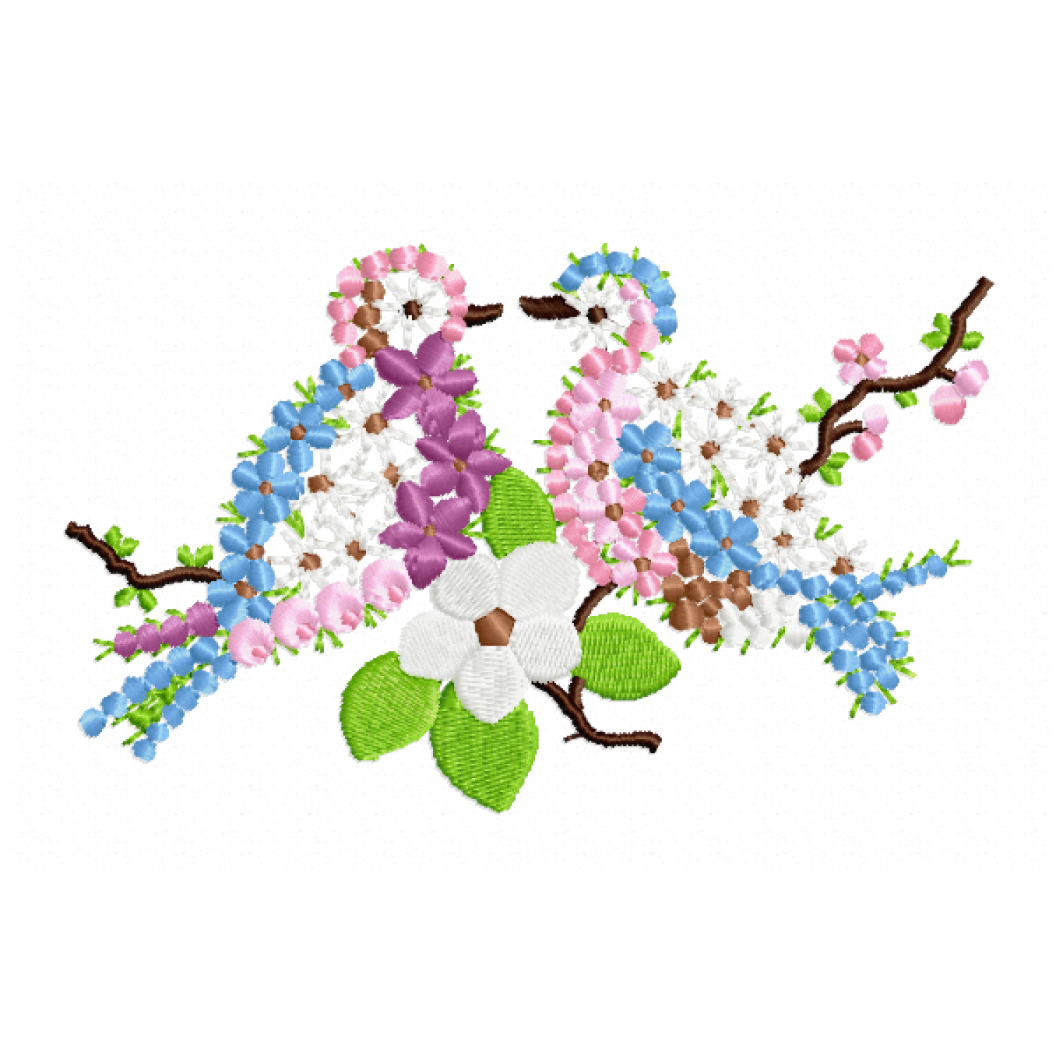 Floral Birds Embroidery Design