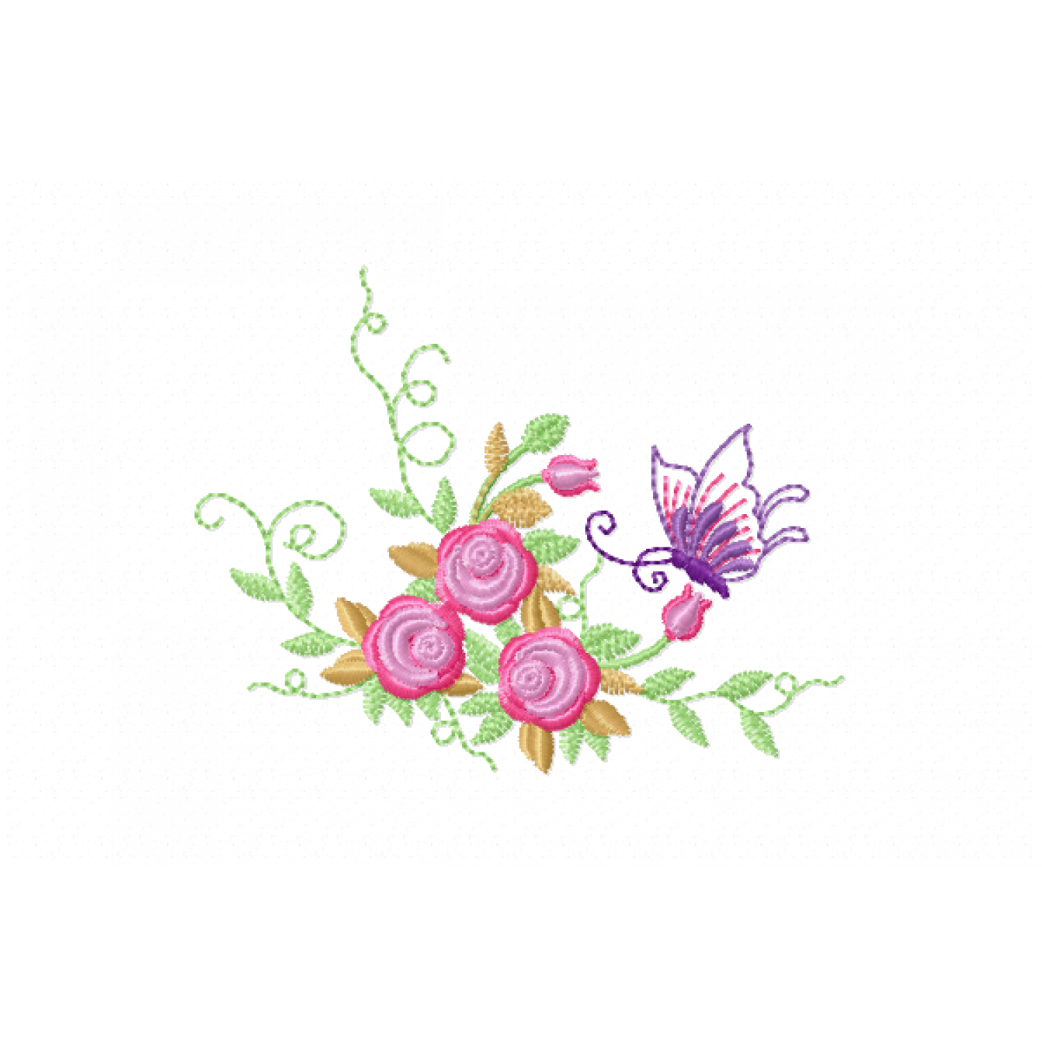 Flower butterfly Embroidery Design
