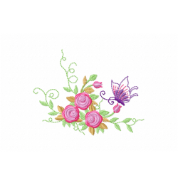 Flower butterfly Embroidery Design