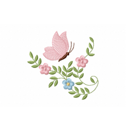 Flower butterfly Embroidery Design