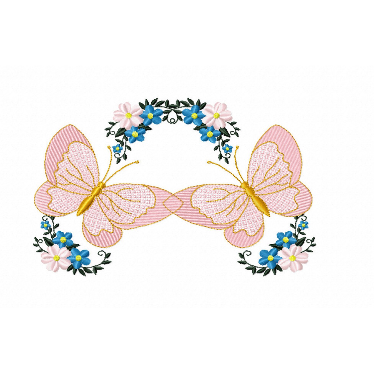 Flower Butterflies Embroidery Design