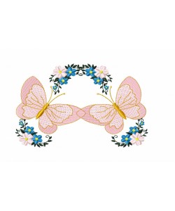 Flower Butterflies Embroidery Design