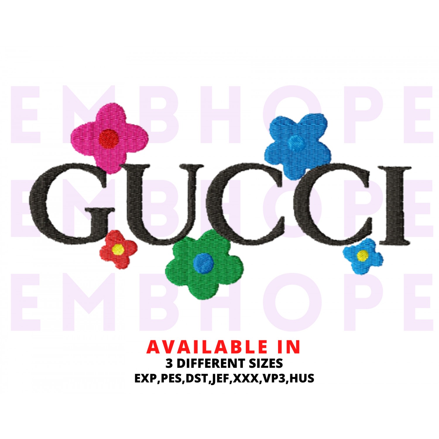 Cute Luxury Flowers Embroidery Design 3 Sizes