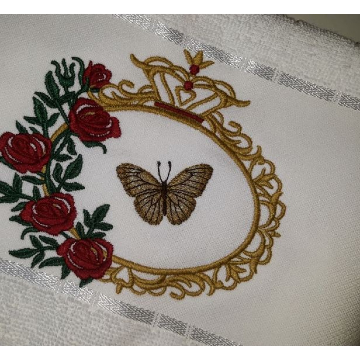 Royal Rose Butterfly Frame Embroidery Design