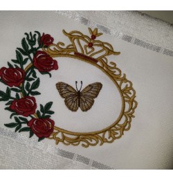 Royal Rose Butterfly Frame Embroidery Design