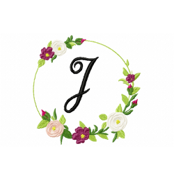 Frame Roses Monogram Letter J Embroidery Design Frame Roses Monogram Letter J Embroidery Design