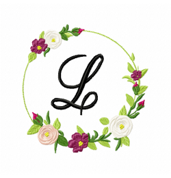 Frame Roses Monogram Letter L Embroidery Design Frame Roses Monogram Letter L Embroidery Design