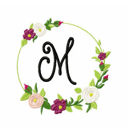 Frame Roses Monogram Letter M Embroidery Design Frame Roses Monogram Letter M Embroidery Design