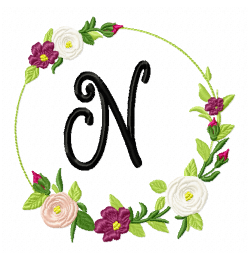 Frame Roses Monogram Letter N Embroidery Design Frame Roses Monogram Letter N Embroidery Design
