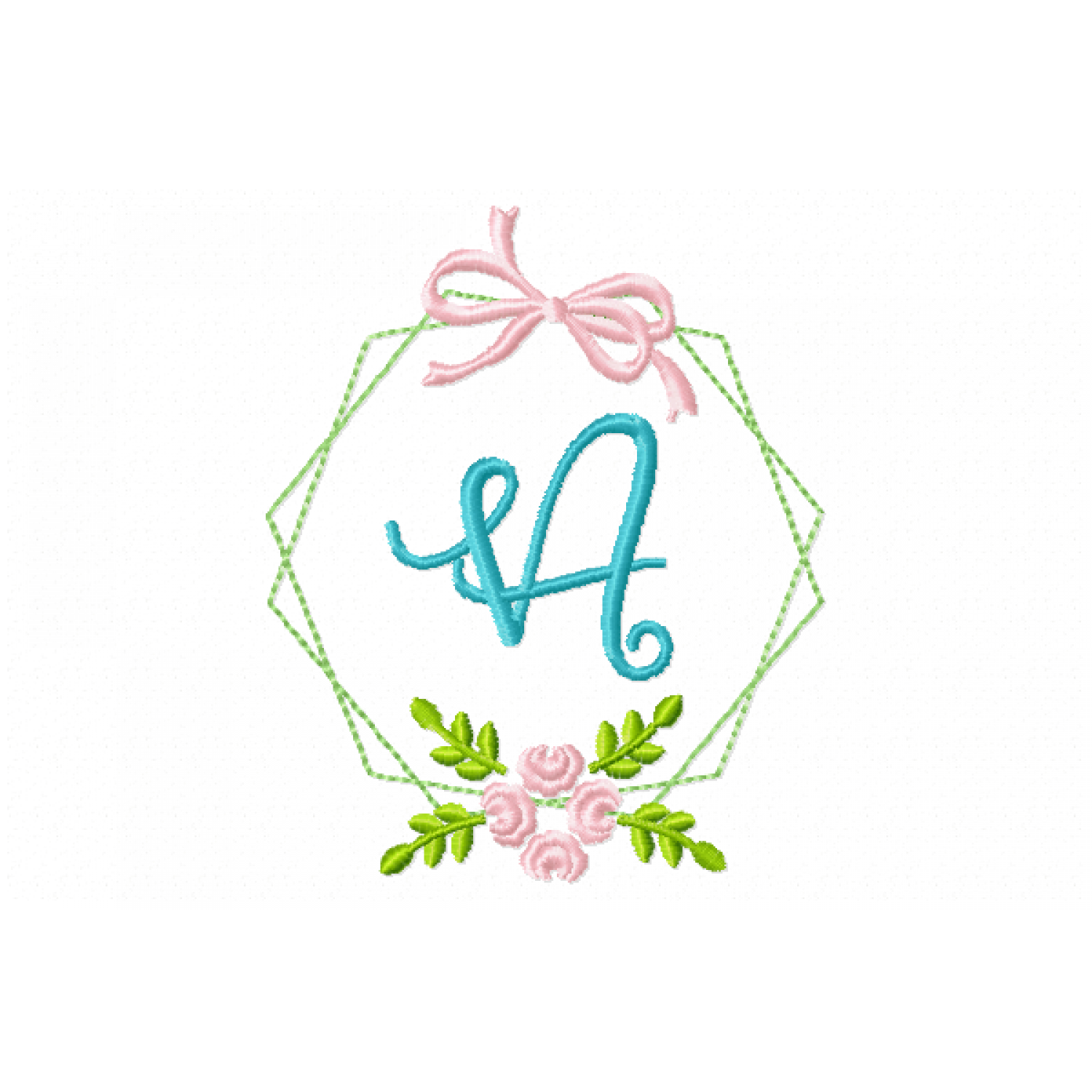 Frame Flower Monogram Letter A Embroidery Design