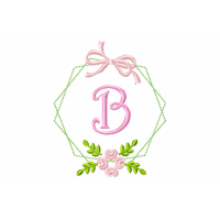 Frame Flower Monogram Letter B Embroidery Design