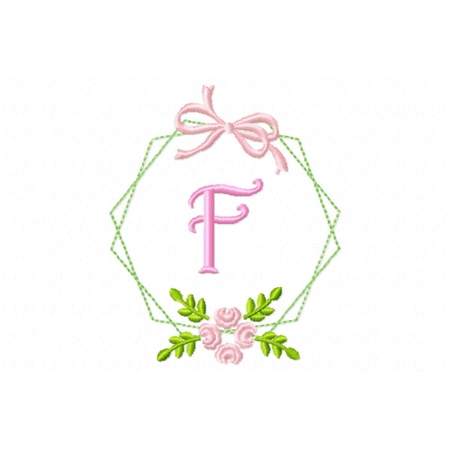 Frame Flower Monogram Letter F Embroidery Design