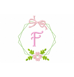 Frame Flower Monogram Letter F Embroidery Design