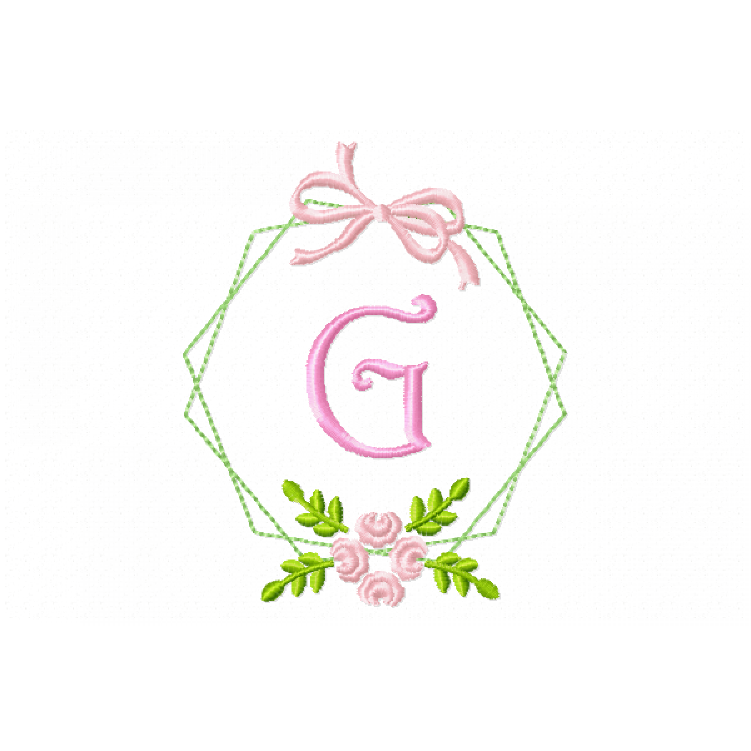 Frame Flower Monogram Letter G Embroidery Design