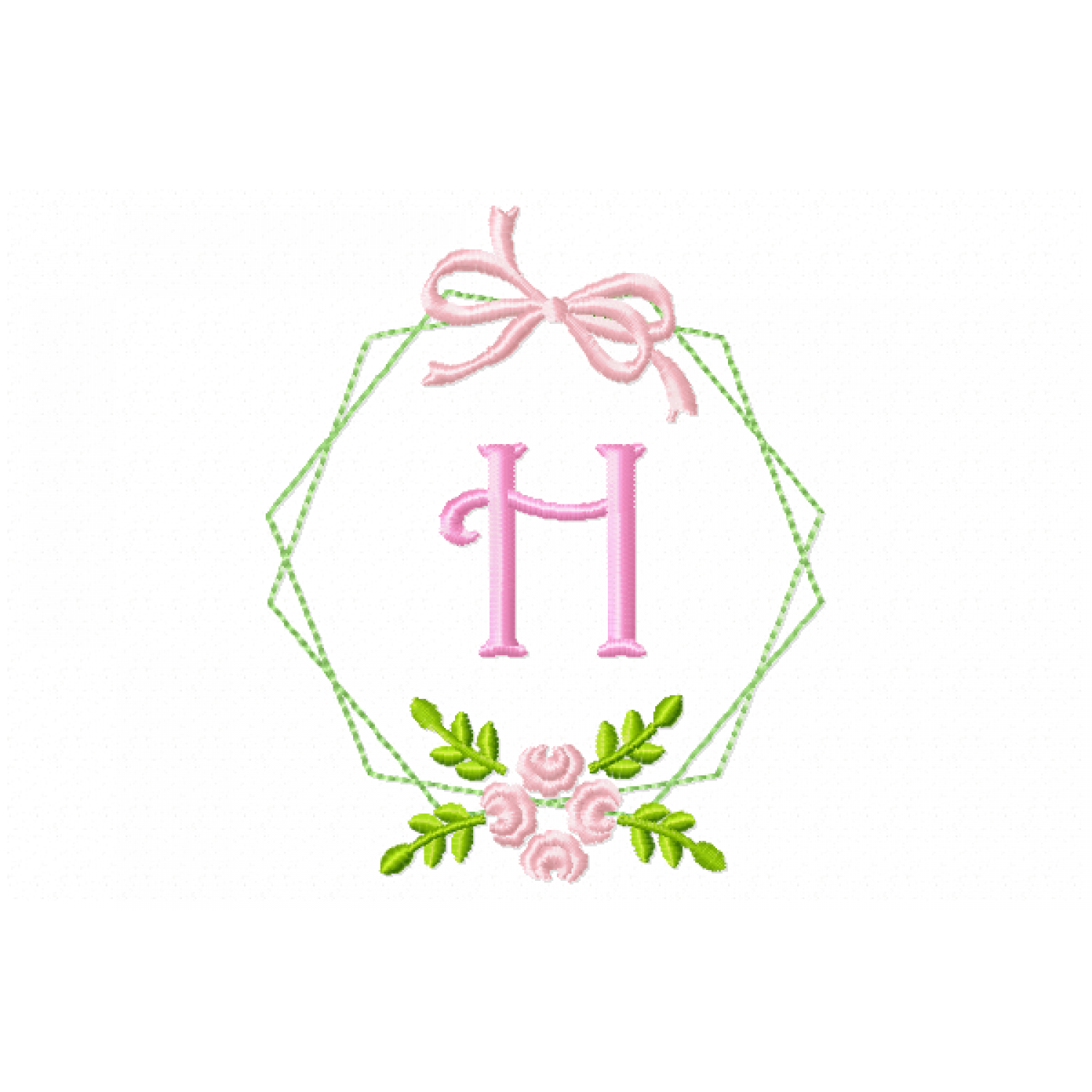 Frame Flower Monogram Letter H Embroidery Design