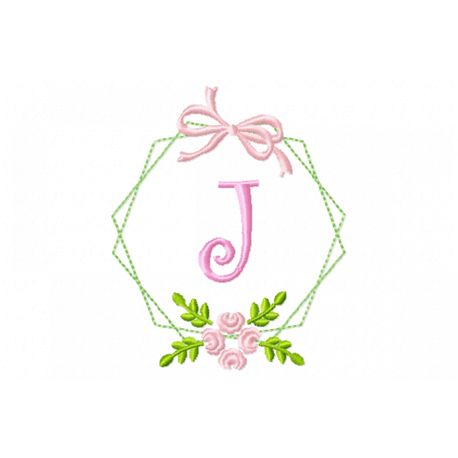 Frame Flower Monogram Letter J Embroidery Design