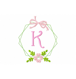 Frame Flower Monogram Letter K Embroidery Design