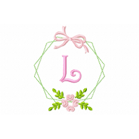 Frame Flower Monogram Letter L Embroidery Design