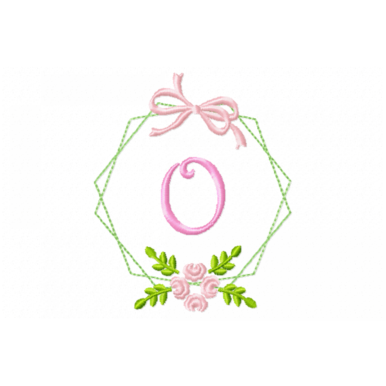 Frame Flower Monogram Letter O Embroidery Design