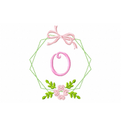 Frame Flower Monogram Letter O Embroidery Design
