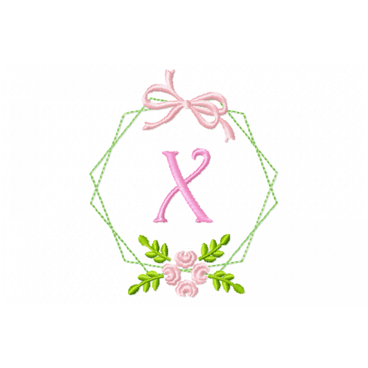 Frame Flower Monogram Letter X Embroidery Design