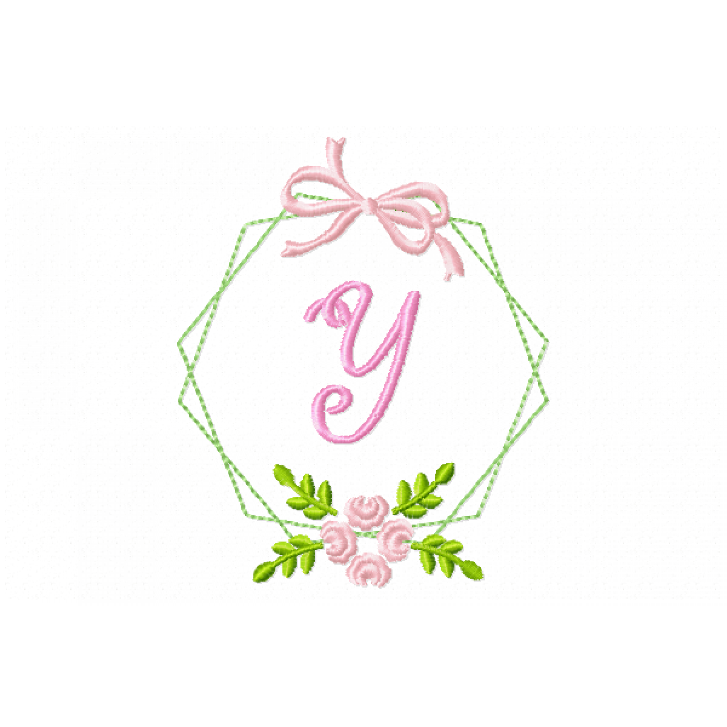 Frame Flower Monogram Letter Y Embroidery Design