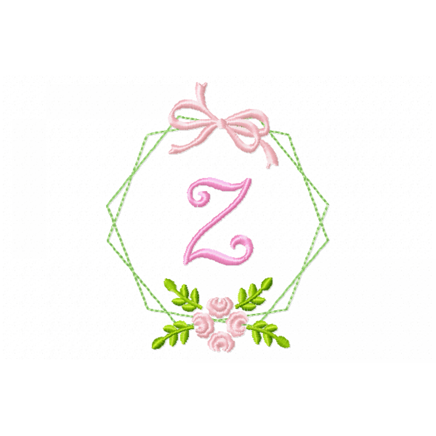 Frame Flower Monogram Letter Z Embroidery Design