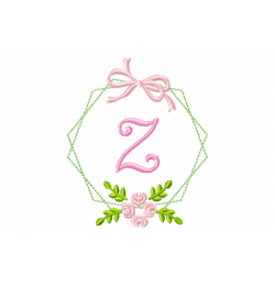 Frame Flower Monogram Letter Z Embroidery Design