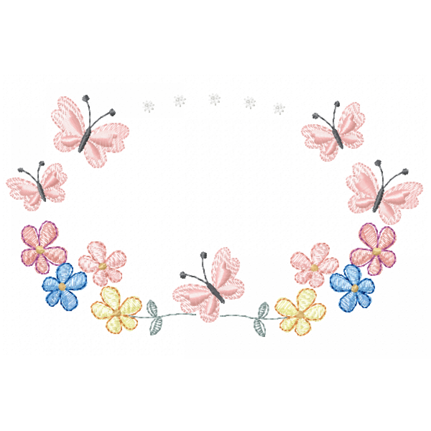 Frame flower and butterfly Embroidery Design
