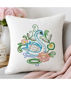 Free Elegant Swan Floral Embroidery Design
