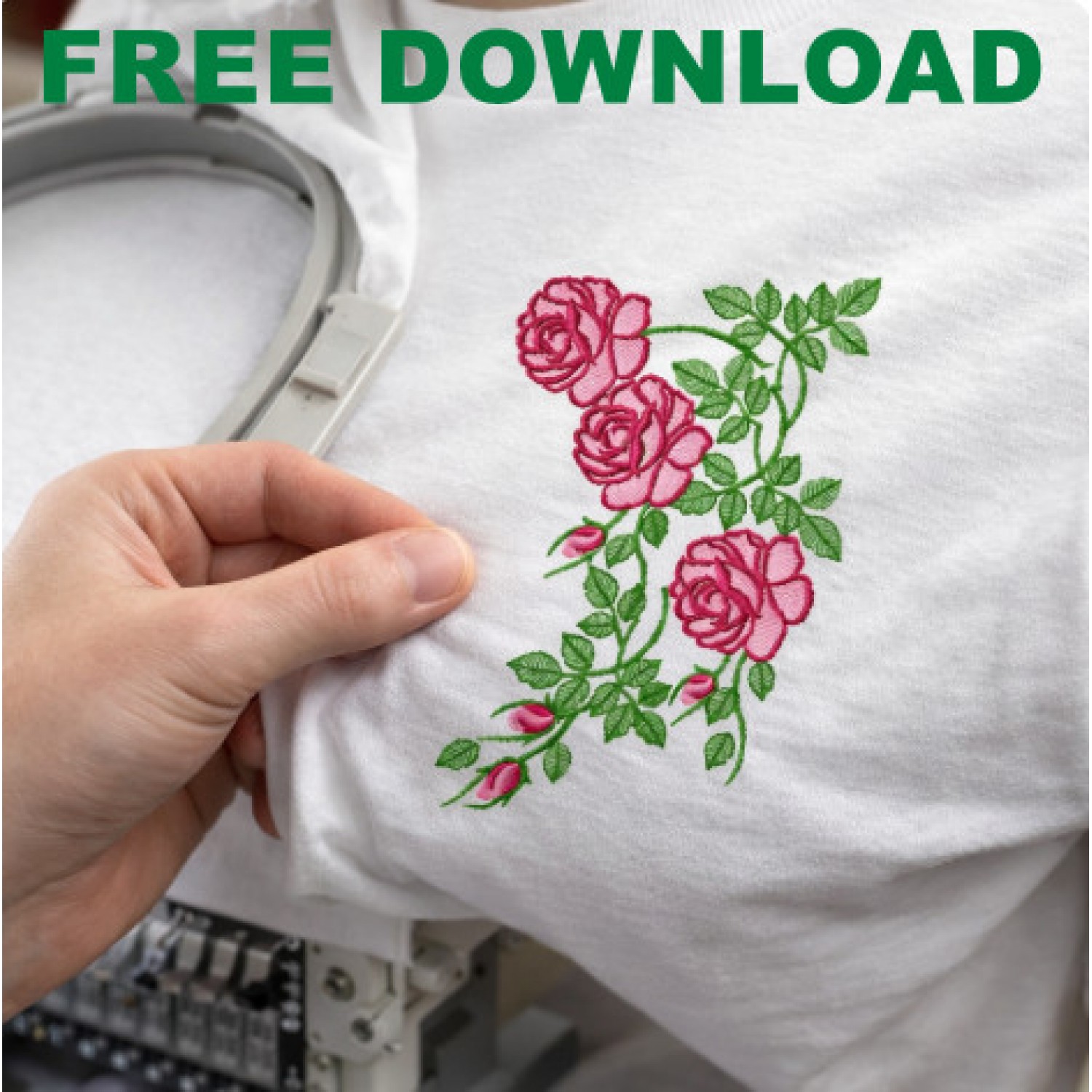 Free Cute Rose Embroidery Design 5x7 Machine Embroidery File