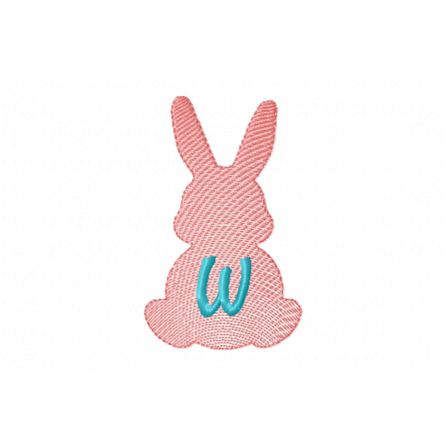 Easter Bunny Letter W Embroidery Design 4x4
