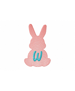 Easter Bunny Letter W Embroidery Design 4x4