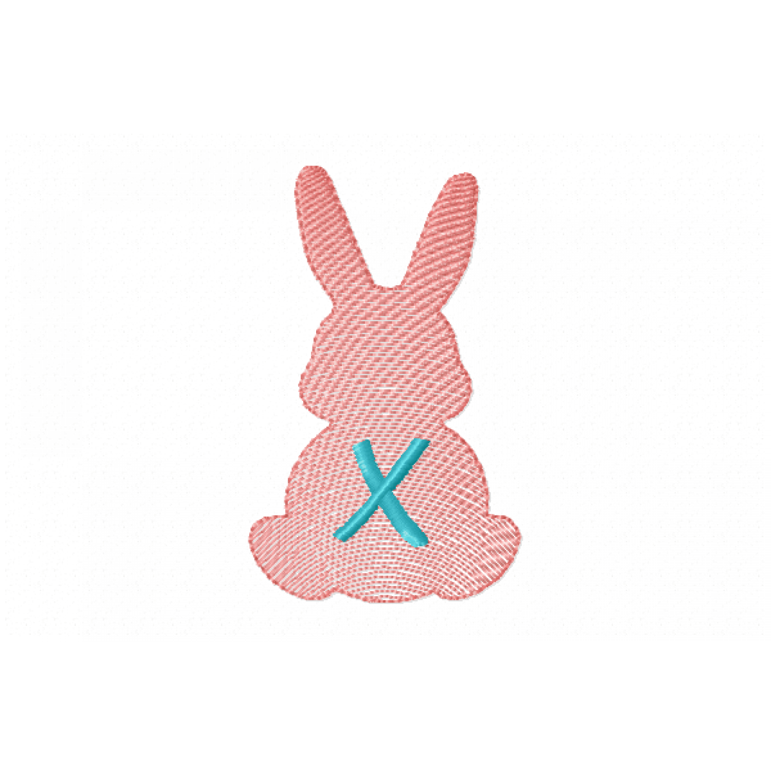 Easter Bunny Letter X Embroidery Design 4x4