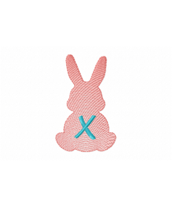 Easter Bunny Letter X Embroidery Design 4x4