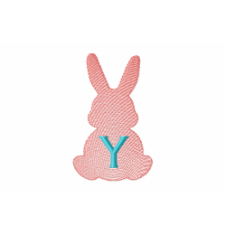 Easter Bunny Letter Y Embroidery Design 4x4