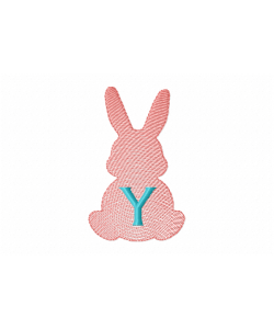 Easter Bunny Letter Y Embroidery Design 4x4